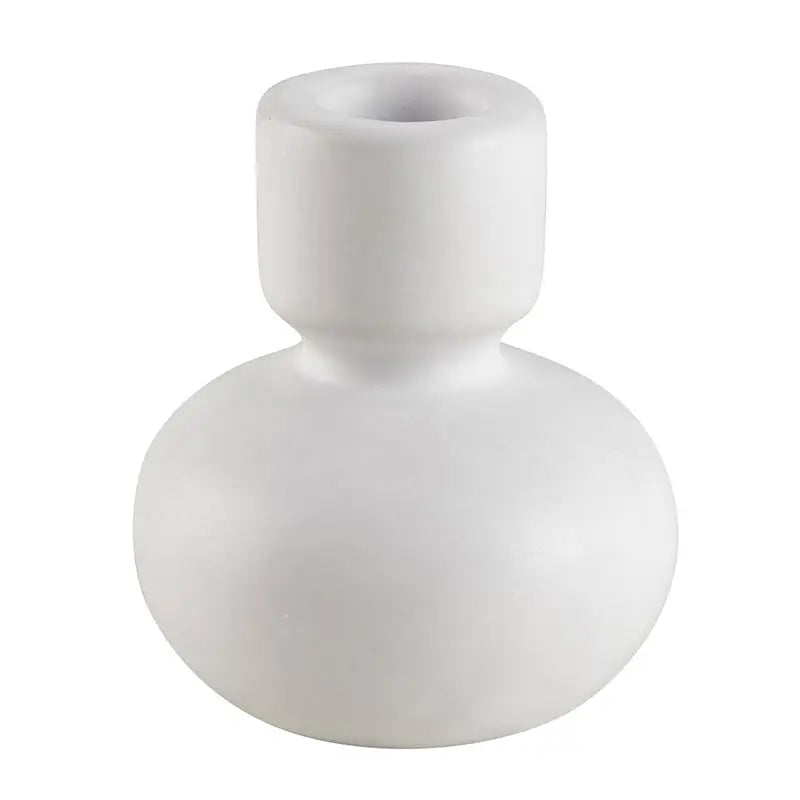 47th & Main White Round Taper Candleholder - Small