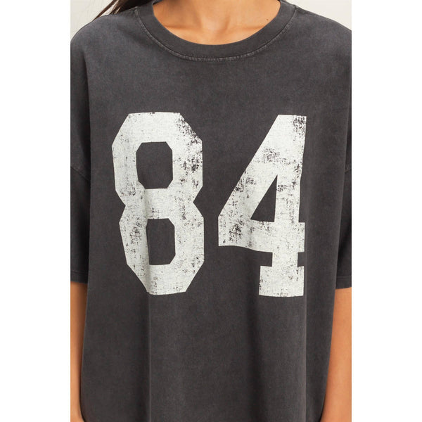 Mineral Washed Oversized Number Graphic T-Shirt