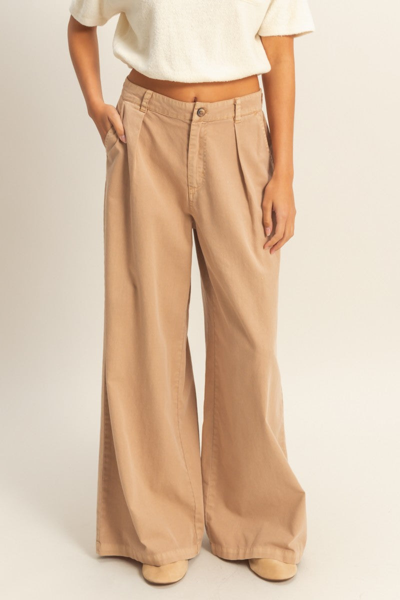 HYFVE High Waist Basic Wide Leg Pants