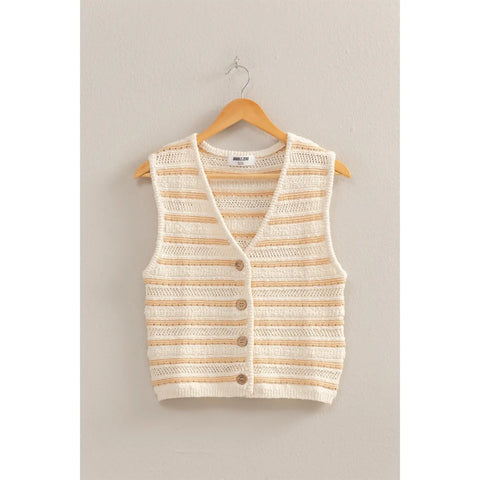 HYFVE Striped Buttoned Sleeveless Vest