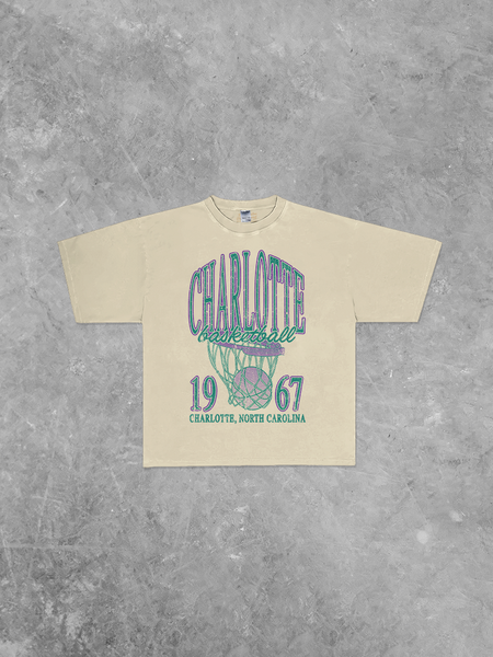 90's Vintage Charlotte Basketball BoxyOversized TShirt