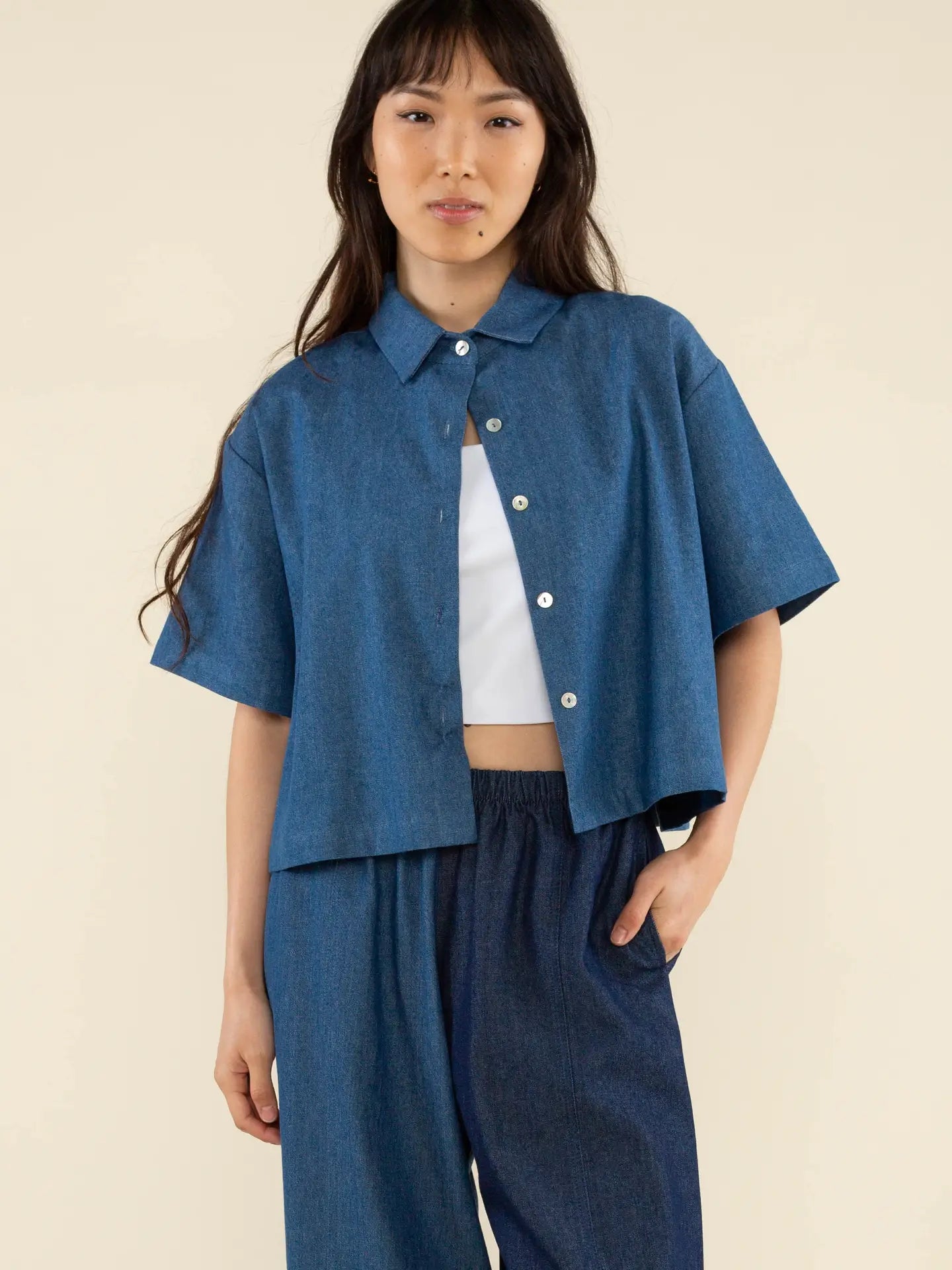 NLT Charli Boxy Button Up Denim Shirt