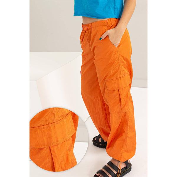 Low Rise Parachute Cargo Pants