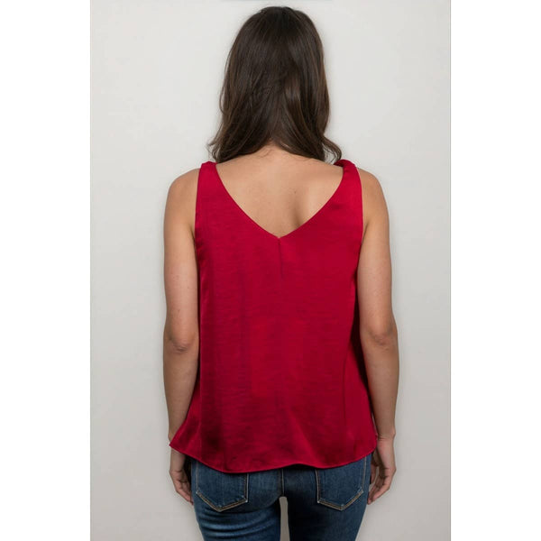 Classic V-neck Tank Top With Strap Accent