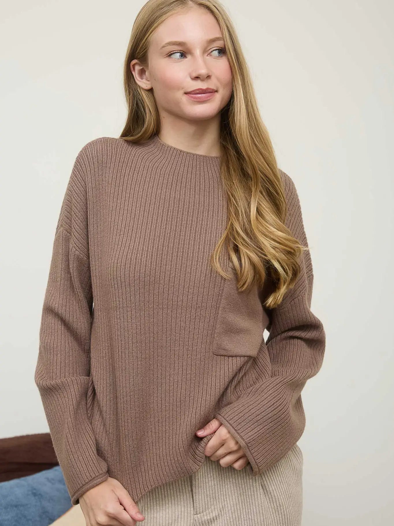 Mock Neck Pocket Sweater