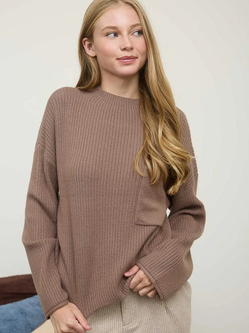 Mock Neck Pocket Sweater