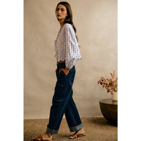 BARREL HIGH RISE WIDE LEG JEANS