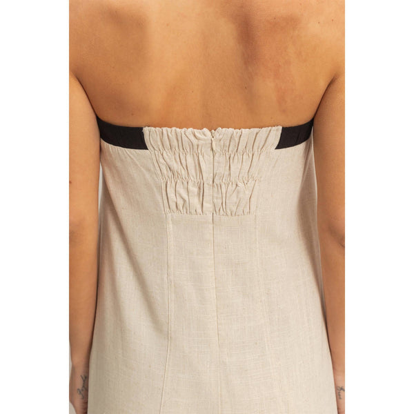 Strapless Button-Front Maxi Dress