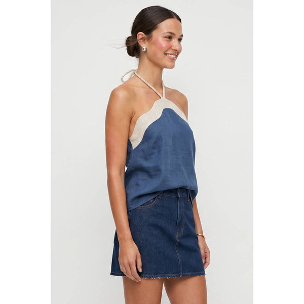 Wavy Linen Halter Top