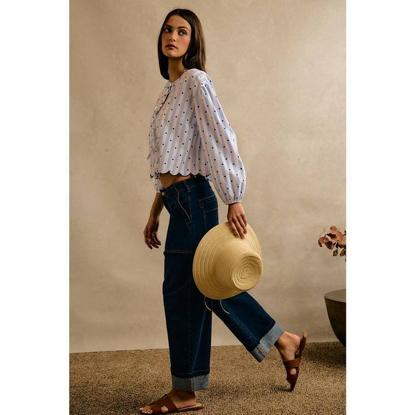 BARREL HIGH RISE WIDE LEG JEANS