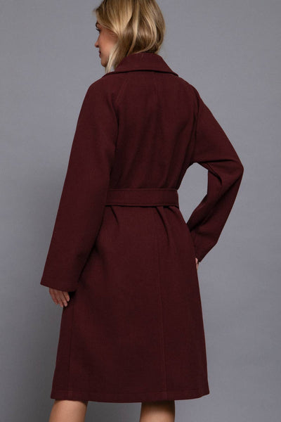 Long Sleeve Double Breasted Button Soft Felt Trench Coat