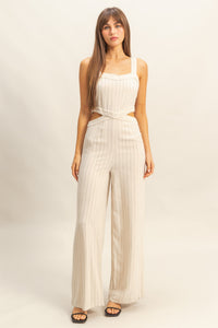 HYFVE  Linen Striped Side Cutout Jumpsuit