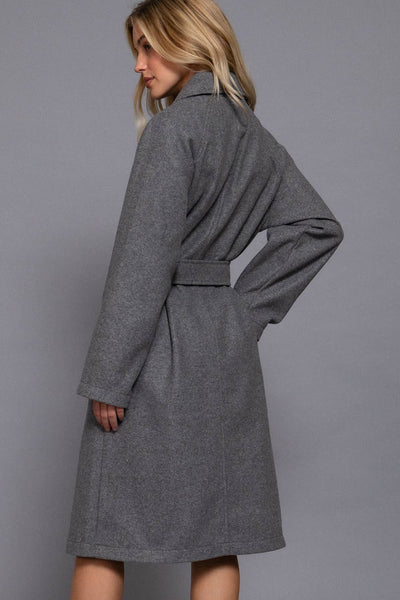 Long Sleeve Double Breasted Button Soft Felt Trench Coat