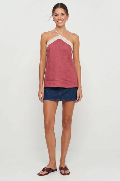 Wavy Linen Halter Top
