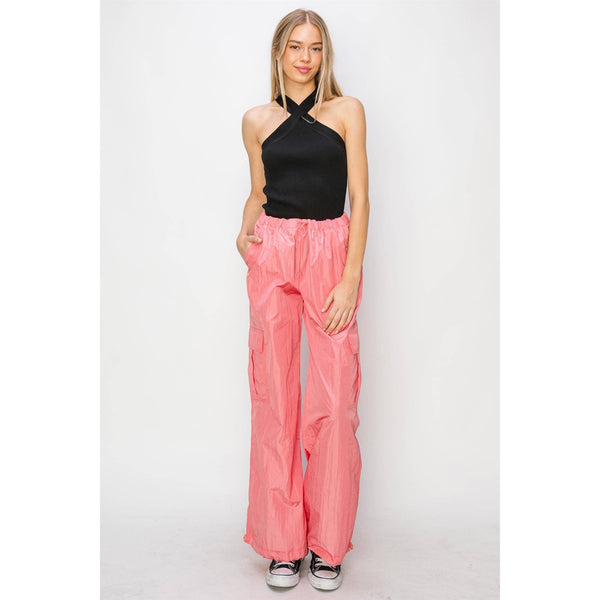 Low Rise Parachute Cargo Pants