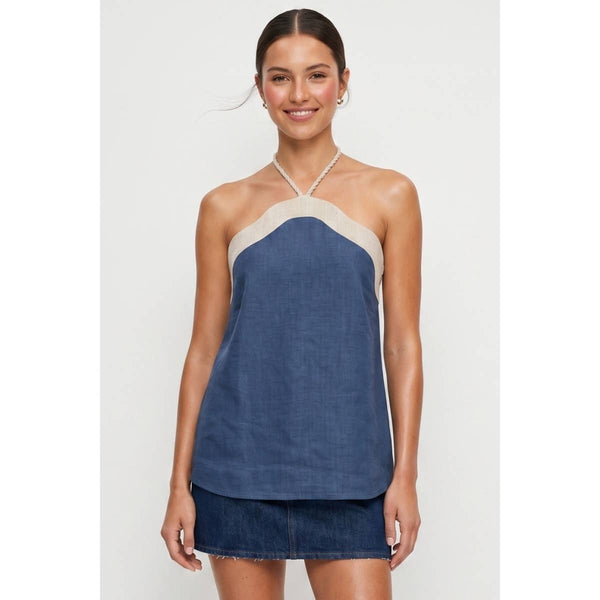 Wavy Linen Halter Top