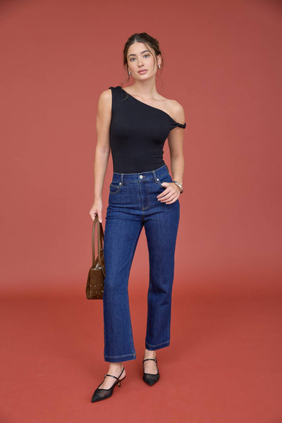 HIGH RISE STRAIGHT LEG DENIM JEANS