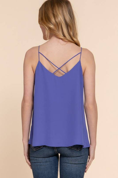 V-neck with back Cross Strap Woven Cami Top