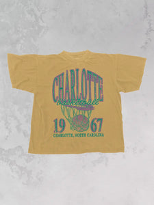 90's Vintage Charlotte Basketball Oversized Tshirt- Mustard