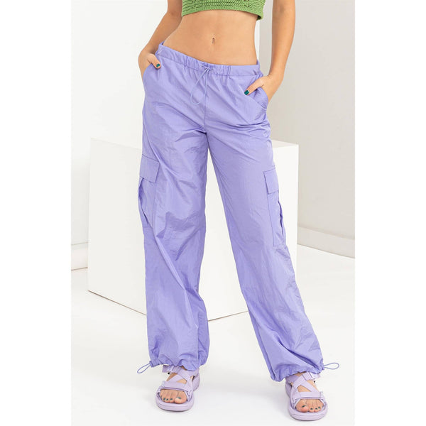 Low Rise Parachute Cargo Pants