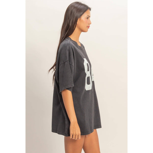 Mineral Washed Oversized Number Graphic T-Shirt