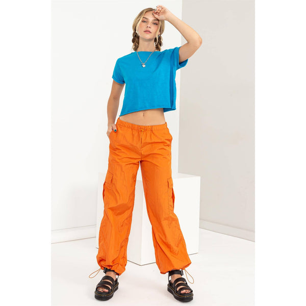 Low Rise Parachute Cargo Pants