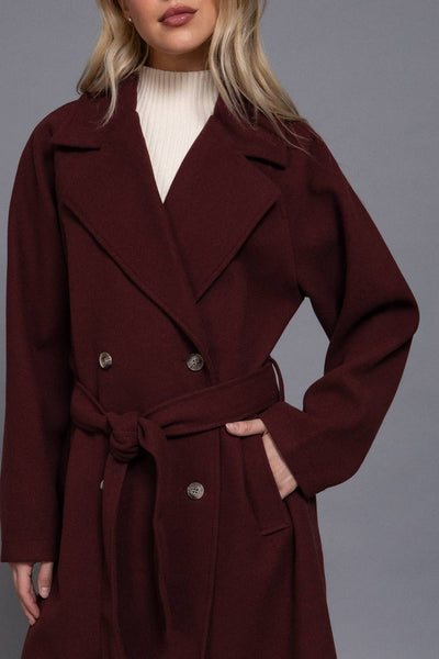Long Sleeve Double Breasted Button Soft Felt Trench Coat