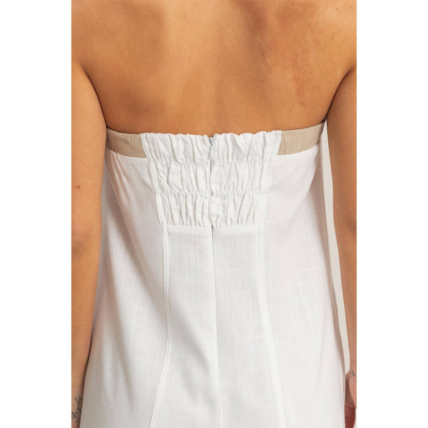 Strapless Button-Front Maxi Dress