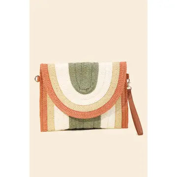 Rainbow Straw Braid Envelope Bag
