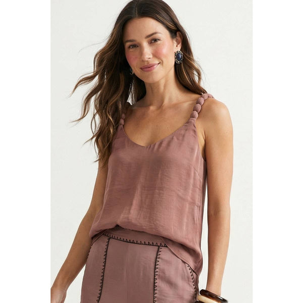 Classic V-neck Tank Top With Strap Accent