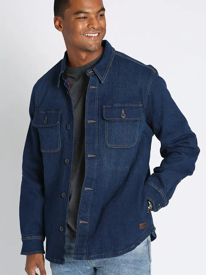 JACHS NY Stretch Flannel Lined Denim Jacket