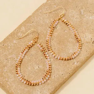 Mixed Beaded Teardrop Dangle Earrings