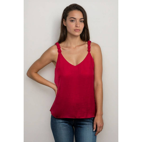 Classic V-neck Tank Top With Strap Accent