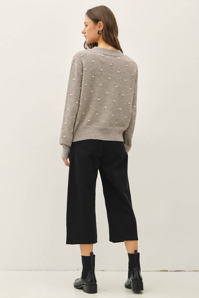 COZY DOTTED KNIT CREWNECK SWEATER