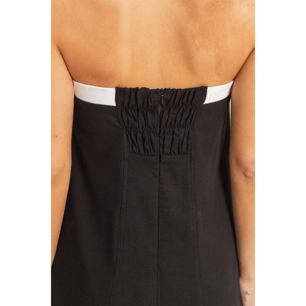Strapless Button-Front Maxi Dress