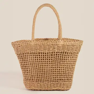 Anarchy Street Braided Straw Handle and Mesh Tote Bag