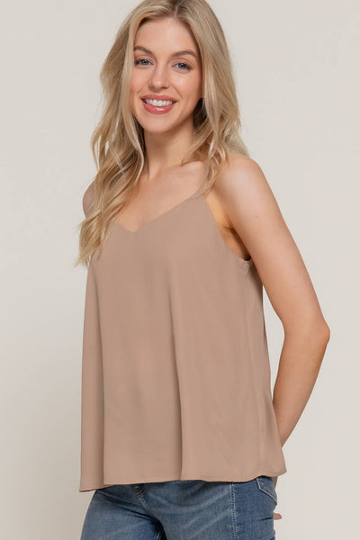 V-neck with back Cross Strap Woven Cami Top