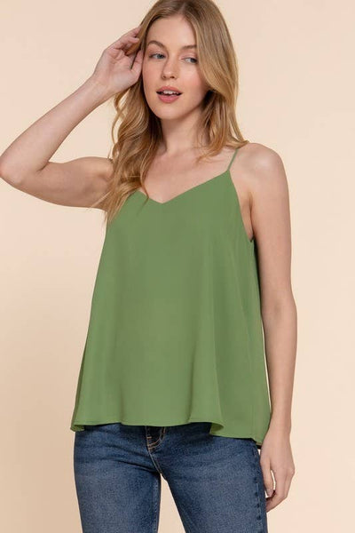 V-neck with back Cross Strap Woven Cami Top