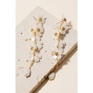 Pearl Flower Charm Chains and Bead Dangle Earrings