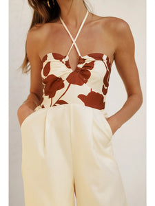 EB Luxe Rustic Floral Wide Pant Jumpsuit