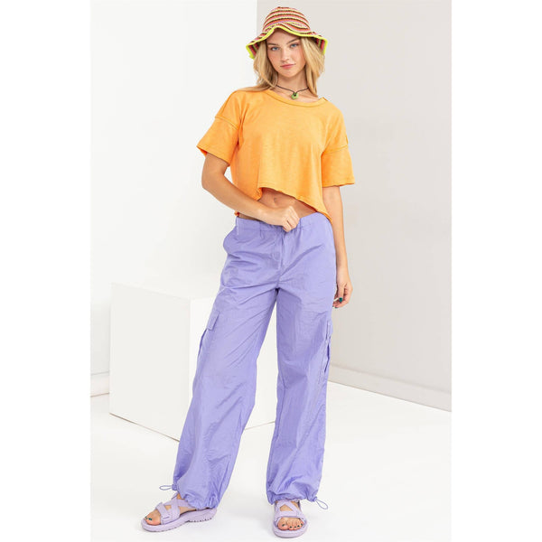 Low Rise Parachute Cargo Pants