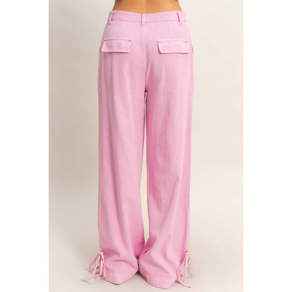 High Rise Cargo Pants With Ankle Ties