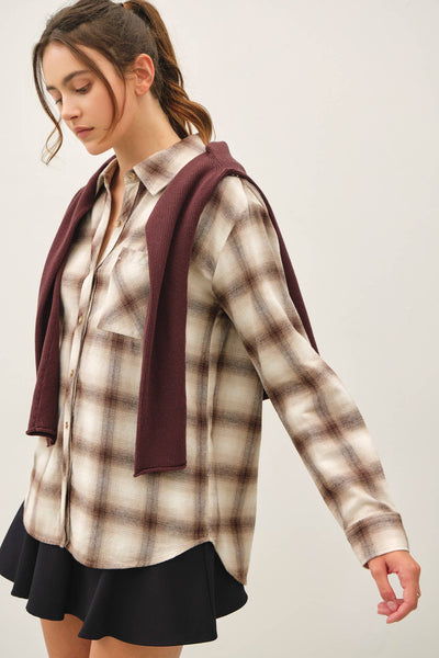 VINTAGE SHADE PLAID PRINT BUTTON UP SHIRT