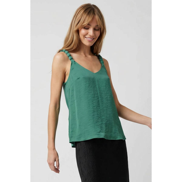 Classic V-neck Tank Top With Strap Accent
