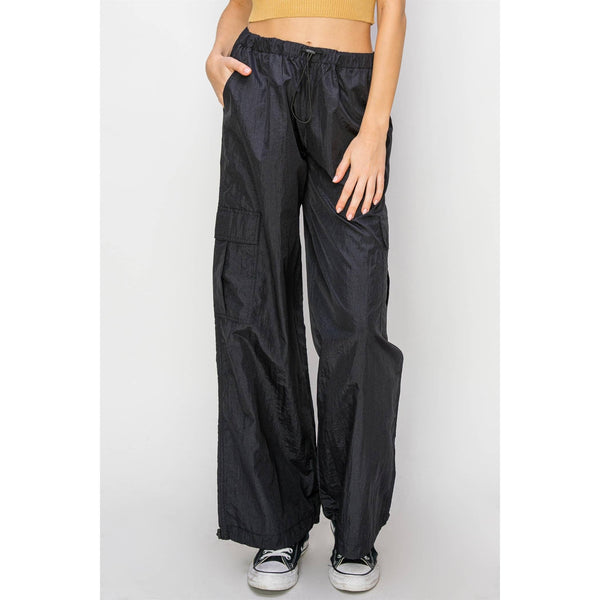 Low Rise Parachute Cargo Pants