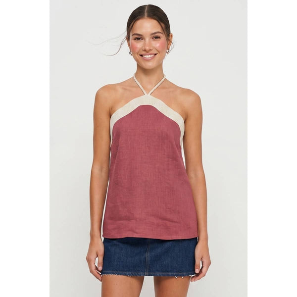 Wavy Linen Halter Top