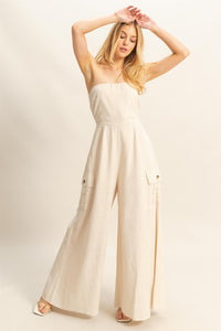 HYFVE Strapless Cargo Style Tube Top Jumpsuit