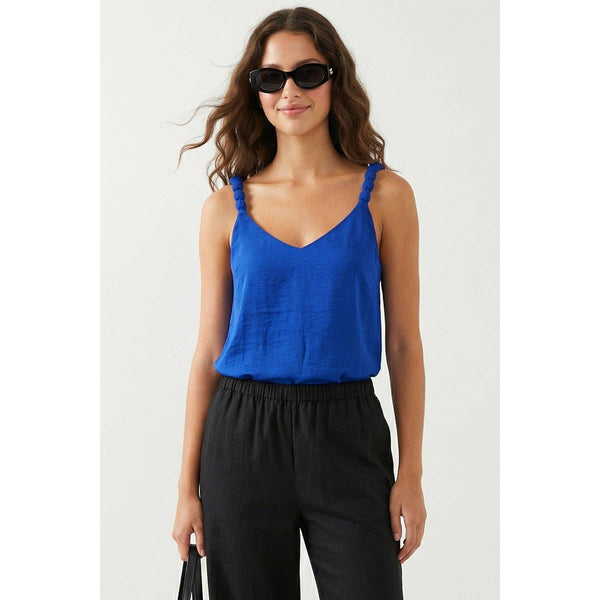 Classic V-neck Tank Top With Strap Accent